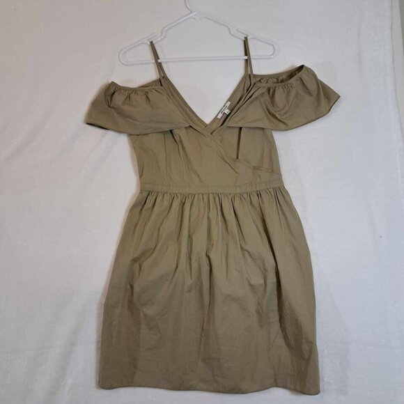 Madewell Khaki Cold-Shoulder‎ Ruffle Dress in Khaki Size 6 Womens - Picture 3 of 13